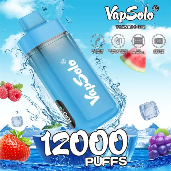 Vapsolo Tornado Pro 12K Puffs Високоякісні оптові одноразові ручки для роздрібної торгівлі