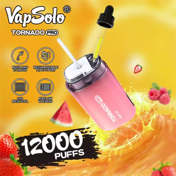 Vapsolo Tornado Pro 12K Puffs Високоякісні оптові одноразові ручки для роздрібної торгівлі