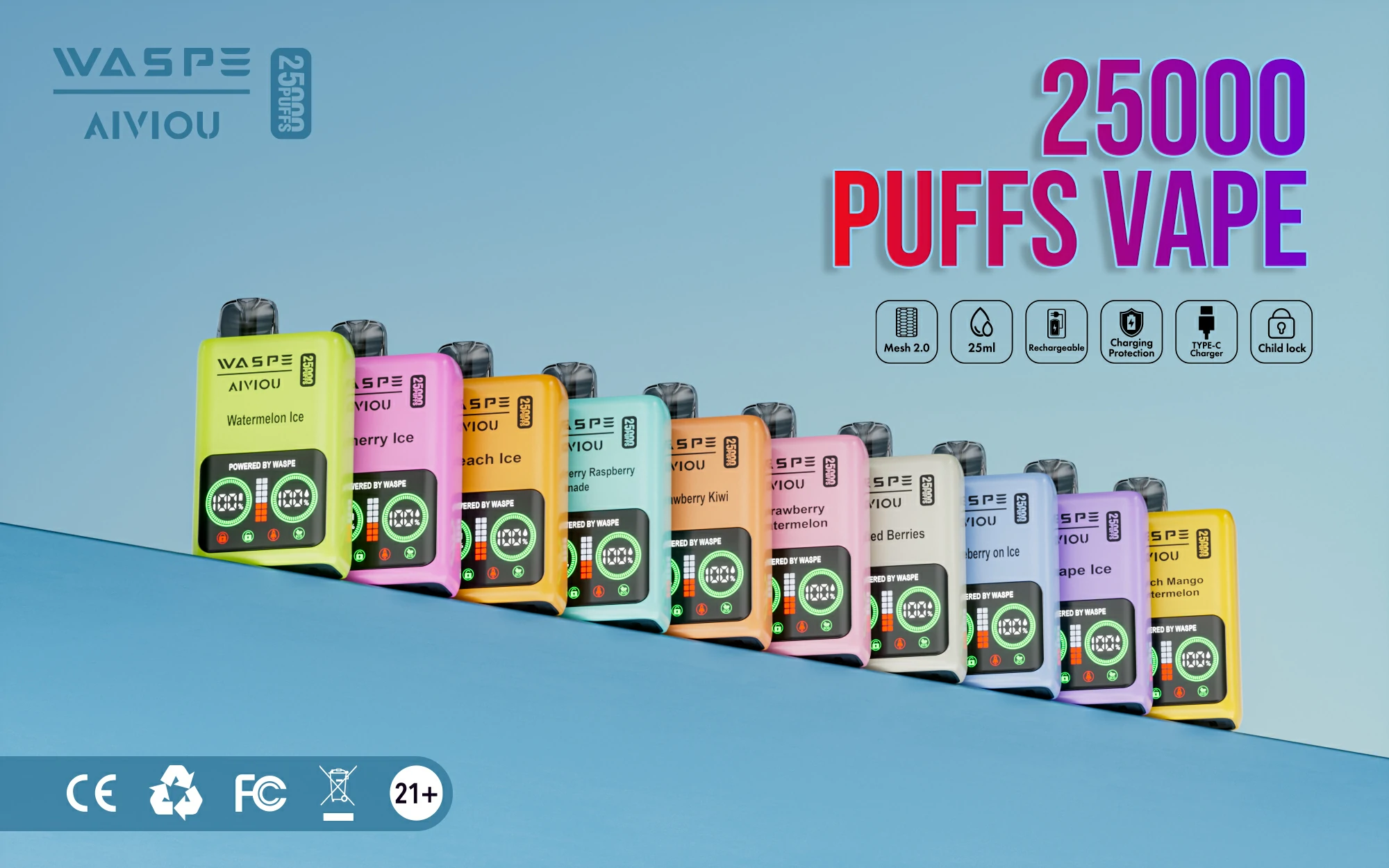 WASPE 25000 PUFFS — ваш выбор для оптовой продажи одноразовых вейп-ручек для максимального удовлетворения