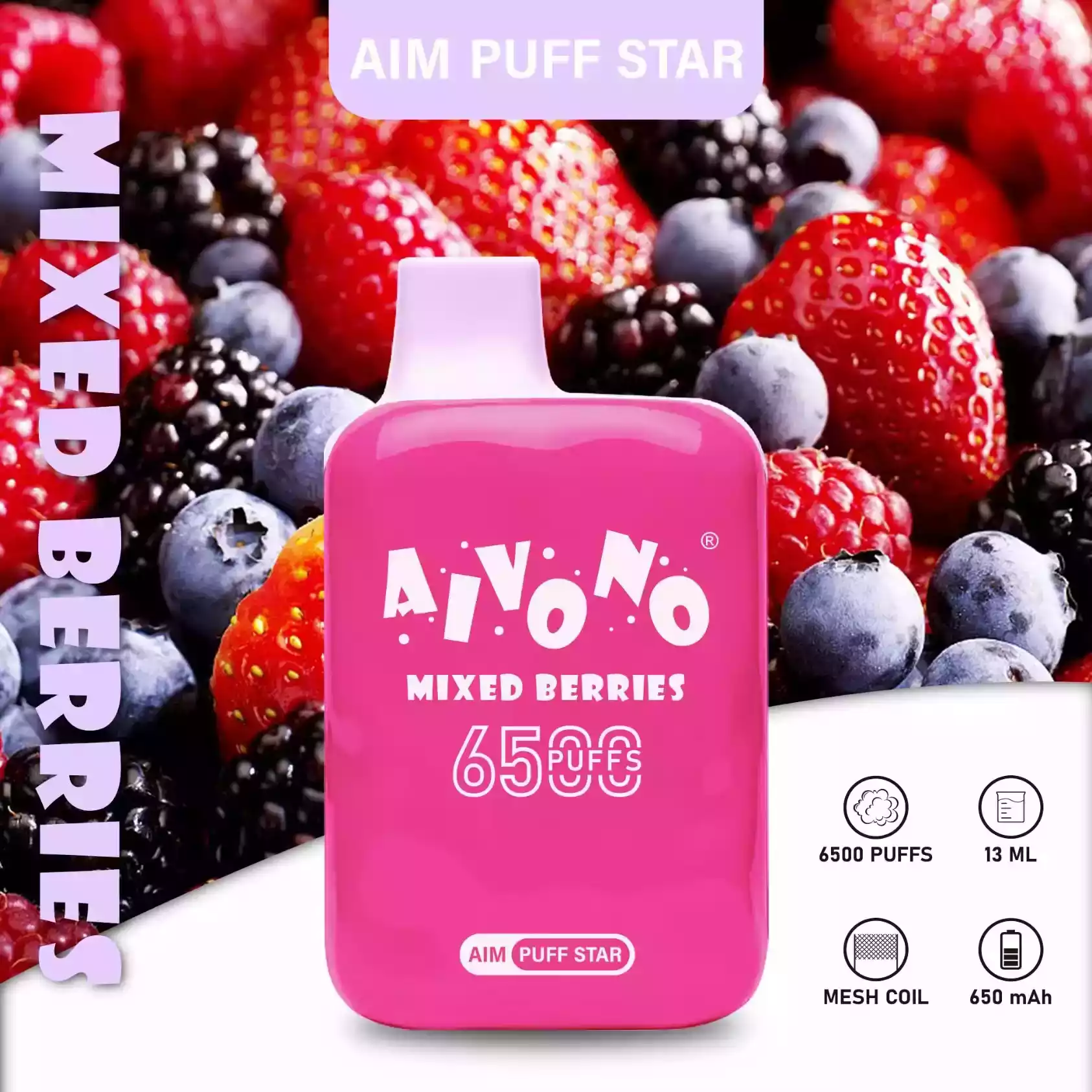 Fast to Find Free Nicotine AIVONO AIM PUFFSTAR 6500 Puffs Disposable Vapes