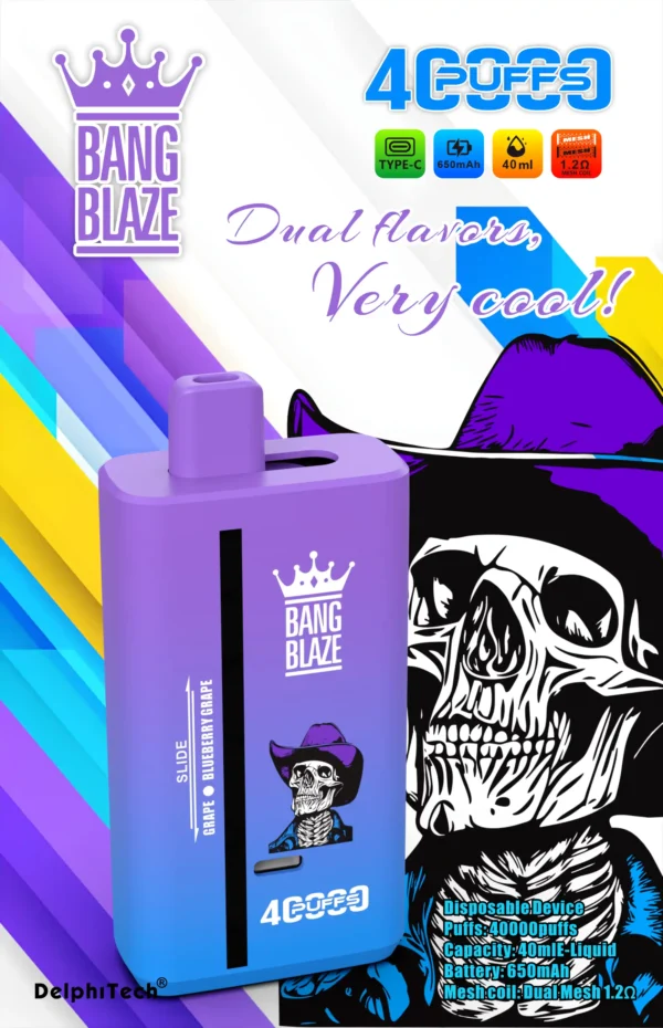 BANG BLAZE 40000 Puffs 12FLAVORS BK40S Disposable Vape 40ml E-Liqui 650mAh Battery Mesh Coil 0% 2% 3% 5% Nicotine
