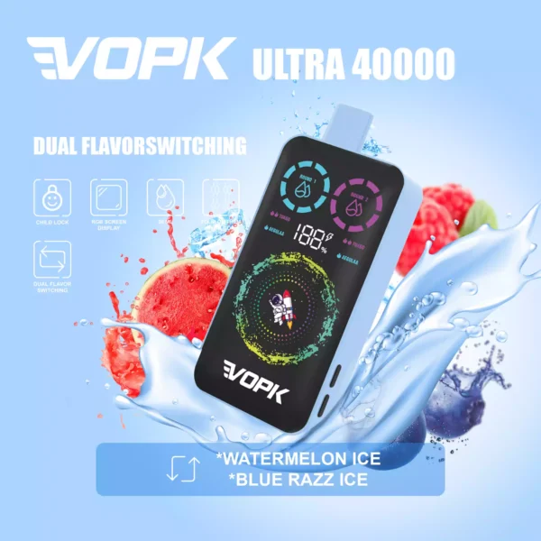 VOPK ULTRA 40000 Puffs Disposable Vape 36ml E-Liquid 650mAh Battery Mesh Coil Nicotine 0% 2% 3% 5%