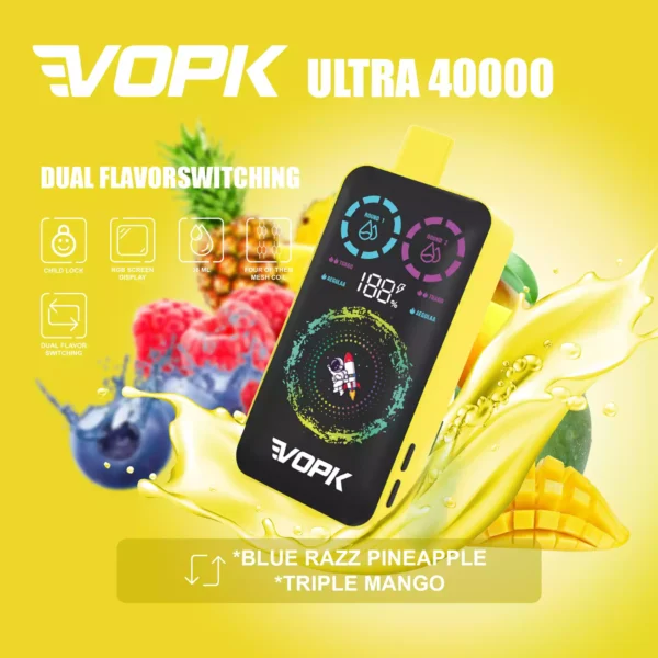 VOPK ULTRA 40000 Puffs Disposable Vape 36ml E-Liquid 650mAh Battery Mesh Coil Nicotine 0% 2% 3% 5%