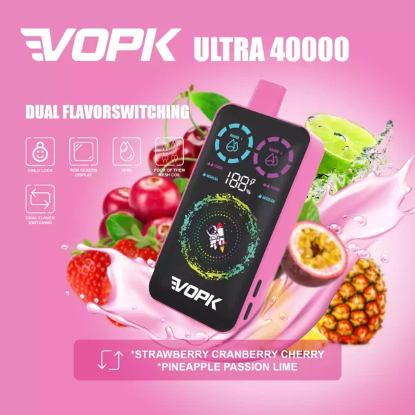 VOPK ULTRA 40000 Puffs Disposable Vape 36ml E-Liquid 650mAh Battery Mesh Coil Nicotine 0% 2% 3% 5%