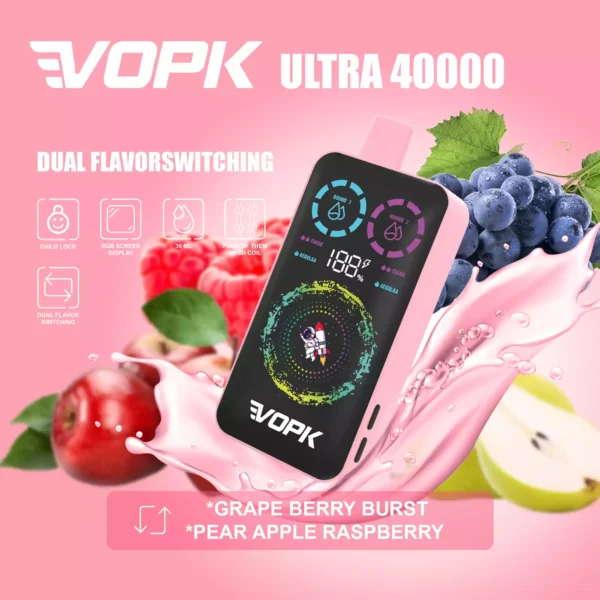 VOPK ULTRA 40000 Puffs Disposable Vape 36ml E-Liquid 650mAh Battery Mesh Coil Nicotine 0% 2% 3% 5%